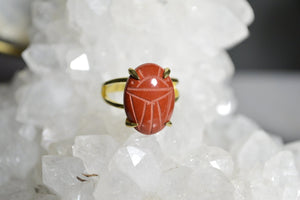 Earthling - Jasper Scarab Ring - We Love Brass