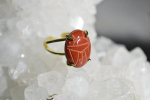 Earthling - Jasper Scarab Ring - We Love Brass