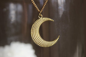 Ebb and Flow Brass Crescent Moon Necklace - We Love Brass