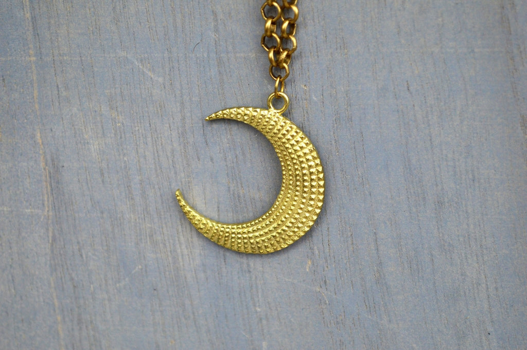 Ebb n Flow - Brass Crescent Moon Necklace - We Love Brass