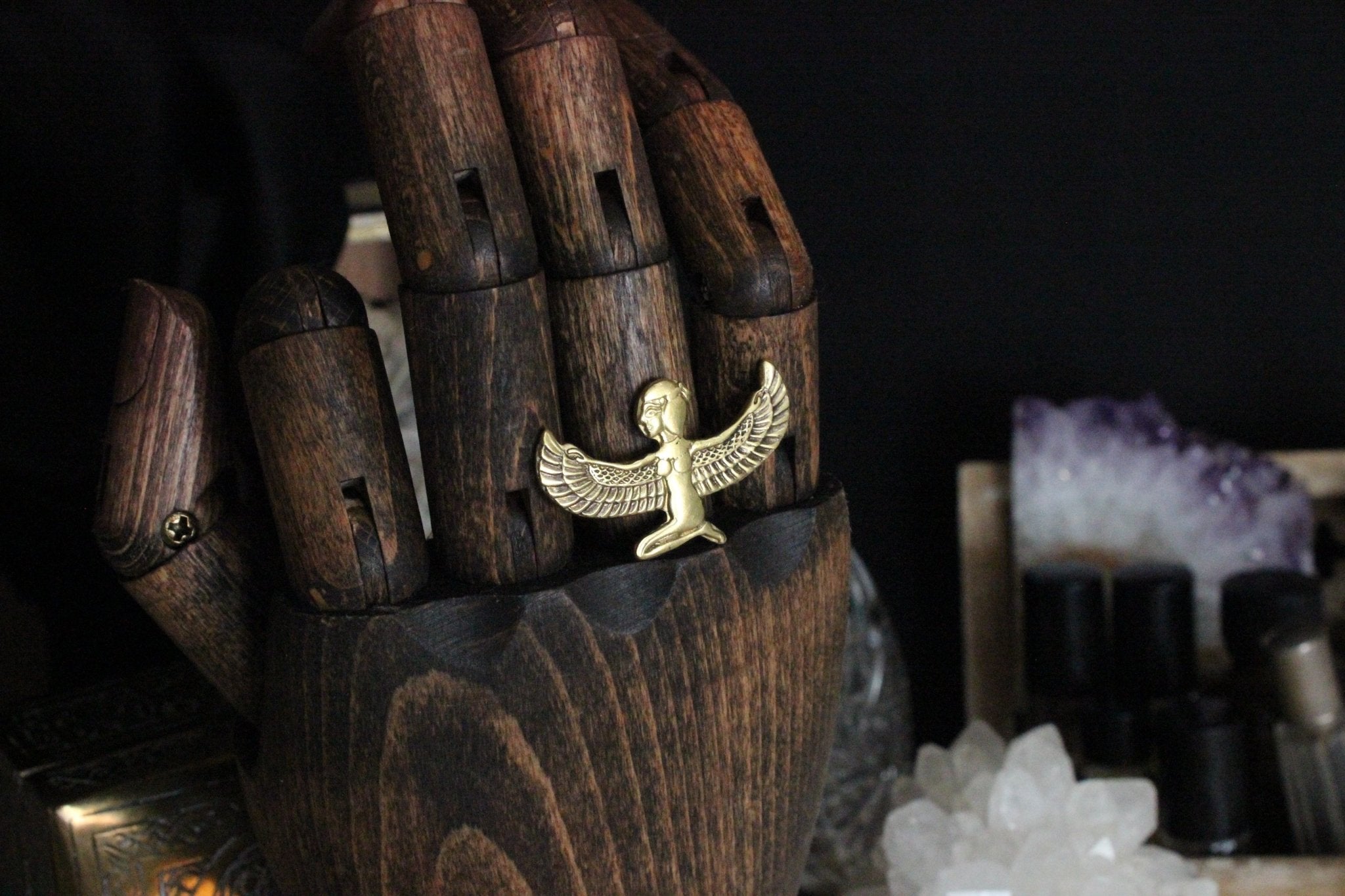 Egyptian Brass Isis Ring - Golden Treasure Box