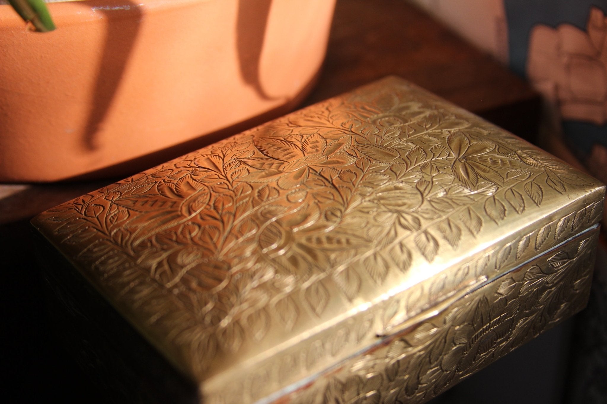 Egyptian Lotus Brass Jewelry Box - We Love Brass