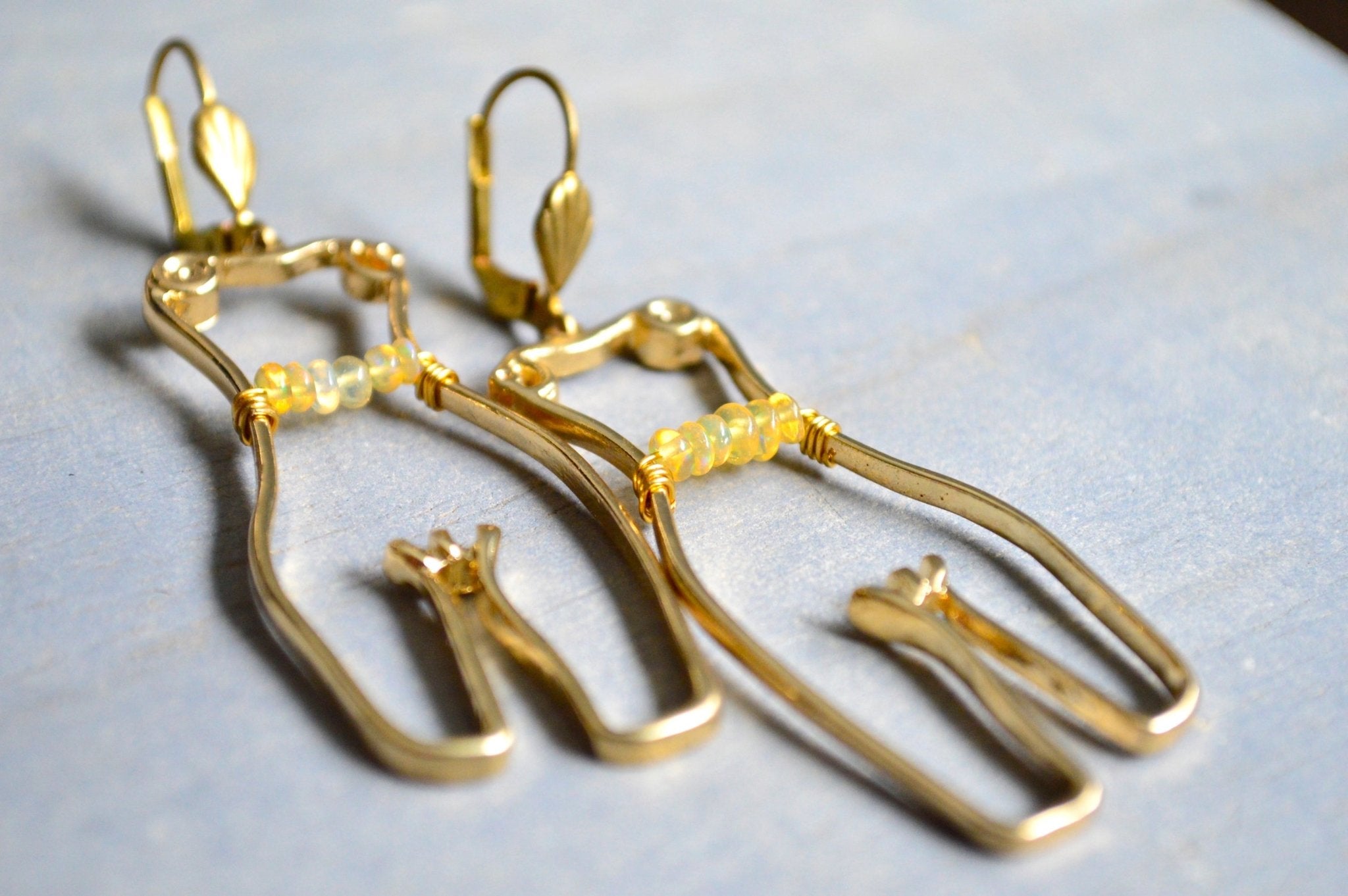 Ethiopian Opal Waist Beads Brass Earrings - We Love Brass