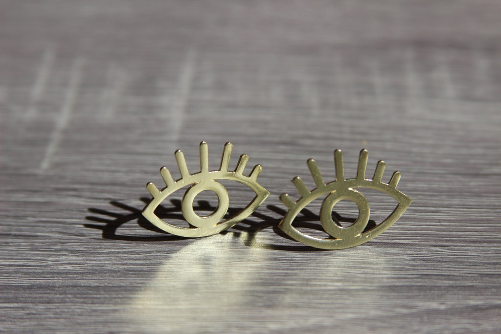 Evil Eye Brass Stud Earrings - We Love Brass