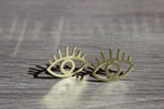 Cargar imagen en el visor de la galería, Evil Eye Brass Stud Earrings - We Love Brass
