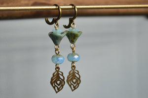 Featherweight - Czech Glass Brass Earrings - We Love Brass