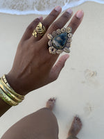 Load image into Gallery viewer, Flor Ring - Moss Agate Brass Ring - We Love Brass
