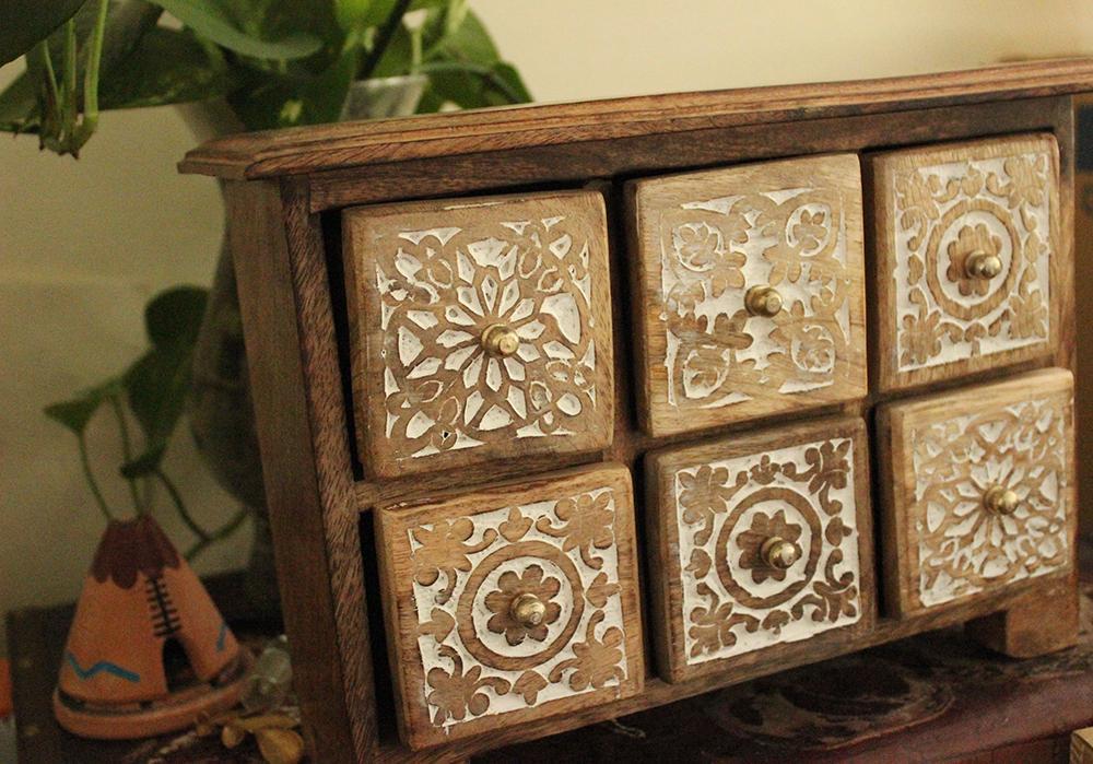 Flora Wooden Tea Box - We Love Brass