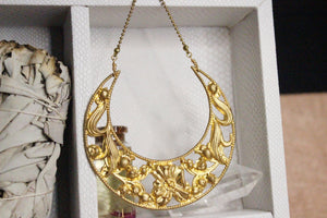 Floral Moon Necklace Brass - We Love Brass