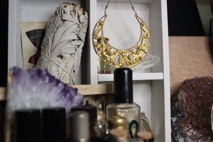 Floral Moon Necklace Brass - We Love Brass