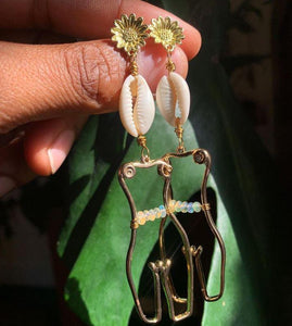 Flower Child Brass Waistbeads Earrings - We Love Brass