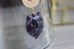 Load image into Gallery viewer, Fluorite Night Owl Brass Crystal Necklace - We Love Brass
