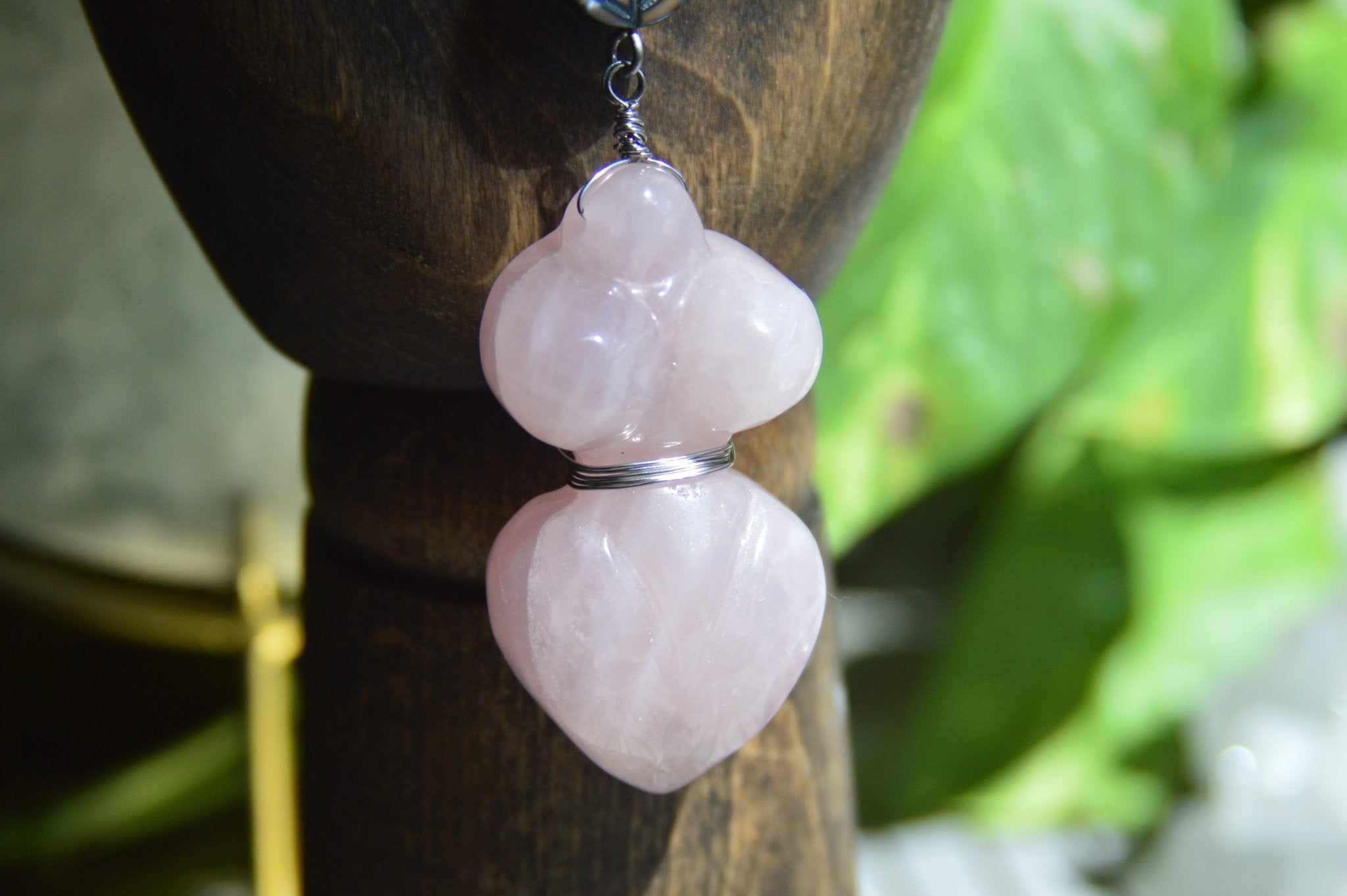 Forest Mother Rose Quartz Goddess Necklace - We Love Brass