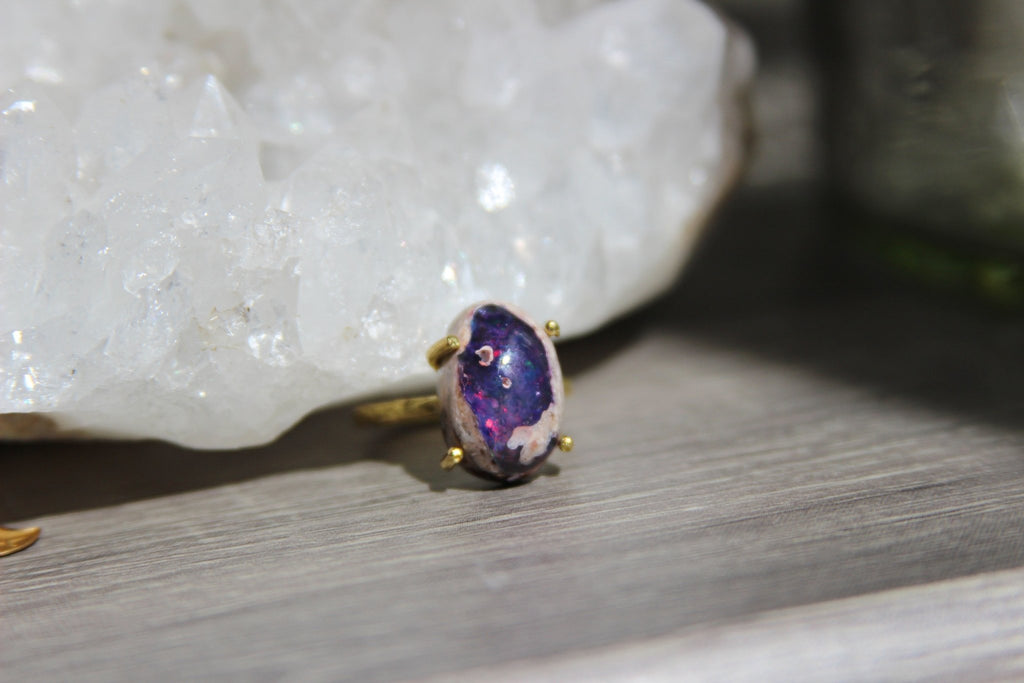 Galaxy Opal Brass Ring - We Love Brass