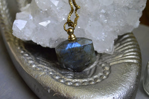 Geometric Labradorite Crystal Bottle Necklace Set - We Love Brass