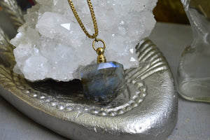 Geometric Labradorite Crystal Bottle Necklace Set - We Love Brass