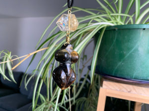 Glisten - Tiger's Eye and Rainbow Citrine Divine Feminine Necklace - We Love Brass