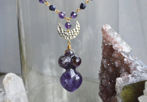 Goddess of the Stars Amethyst and Sunstone Necklace Set - We Love Brass