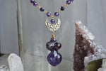 Load image into Gallery viewer, Goddess of the Stars Amethyst and Sunstone Necklace Set - We Love Brass
