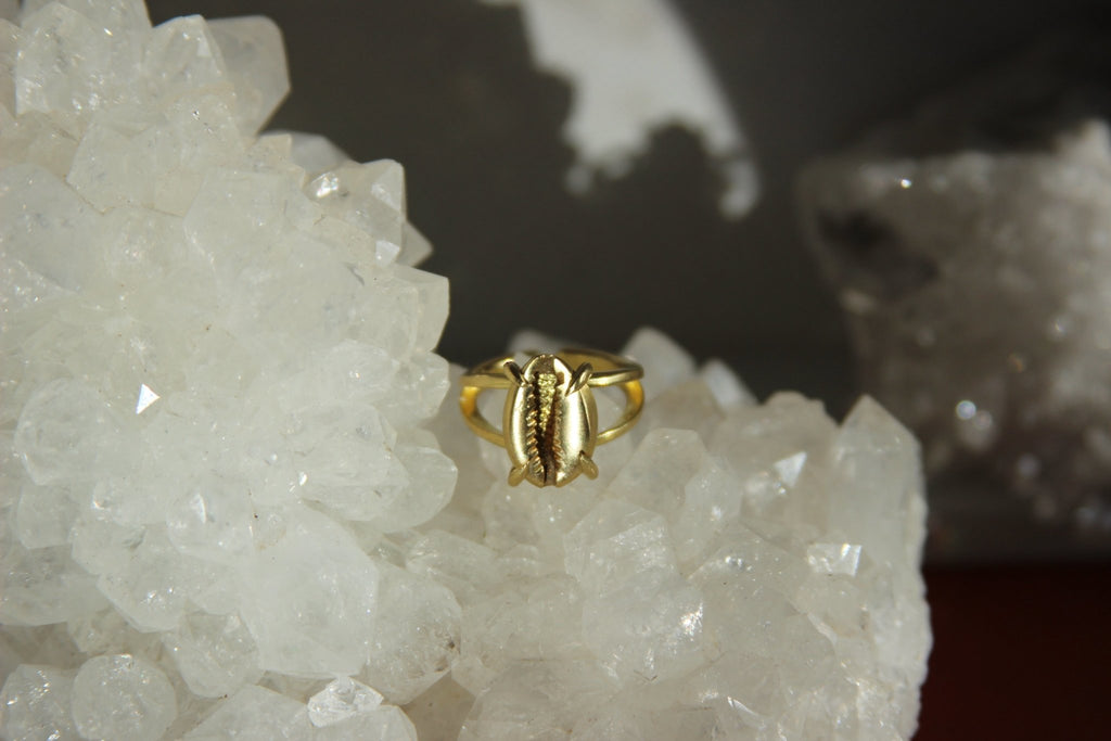 Golden Cowrie Brass Ring - We Love Brass