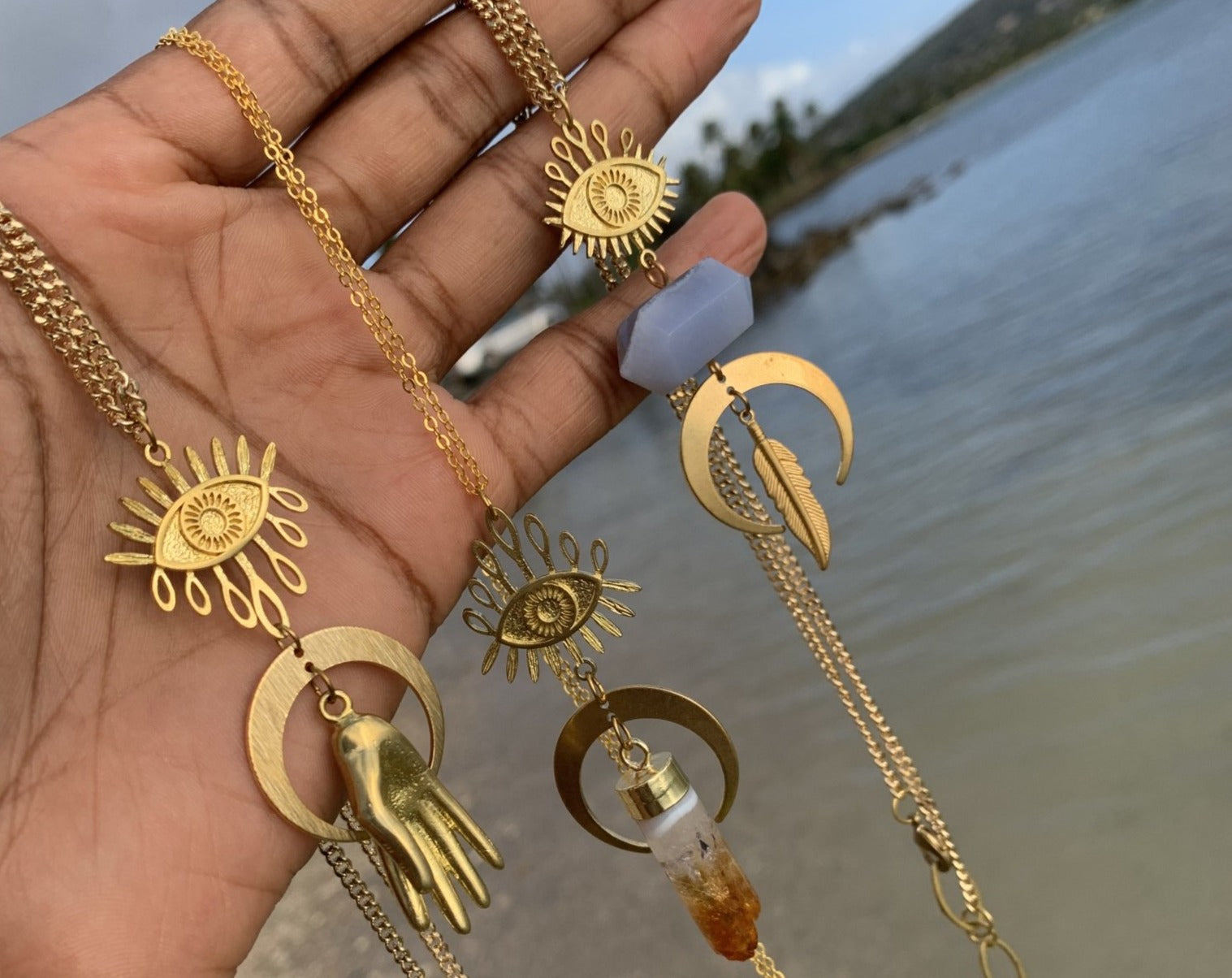 Good Omens Brass Evil Eye Necklaces - We Love Brass