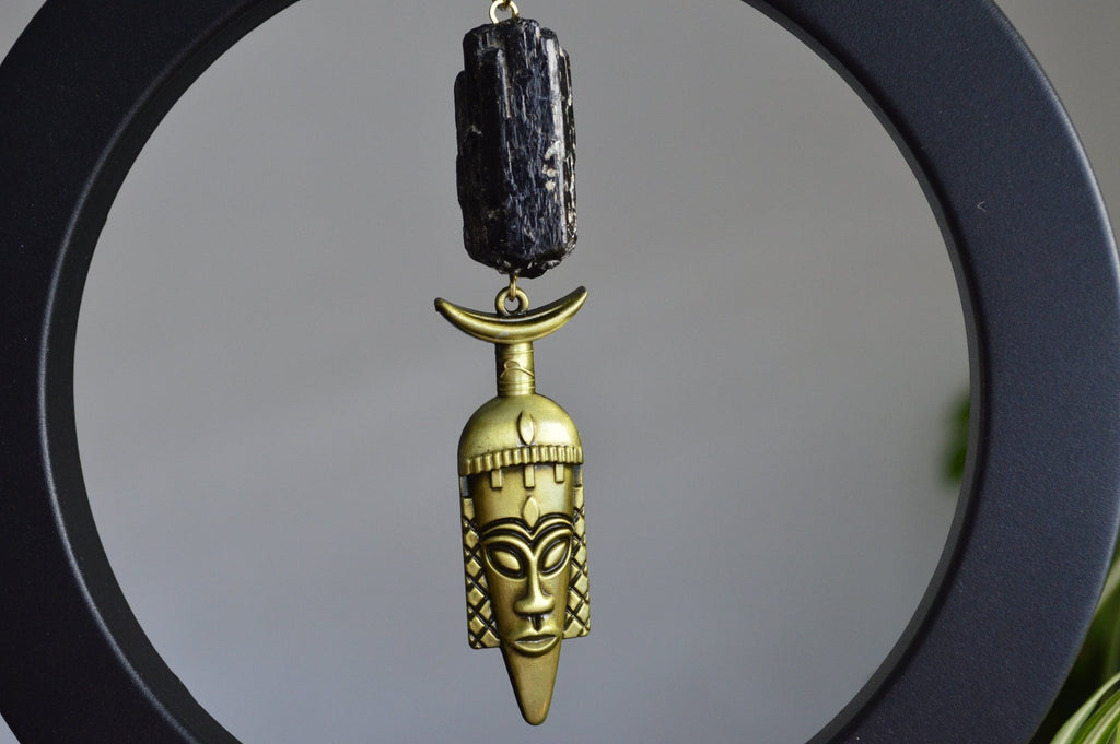 Guerriero - Black Tourmaline Crystal Necklace - We Love Brass