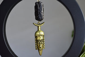 Guerriero - Black Tourmaline Crystal Necklace - We Love Brass