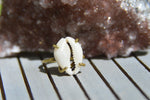 Load image into Gallery viewer, Hammered Brass Cowrie Shell Ring - We Love Brass
