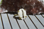 Load image into Gallery viewer, Hammered Brass Cowrie Shell Ring - We Love Brass
