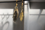 Load image into Gallery viewer, Hamsa Moon Brass Earrings - We Love Brass
