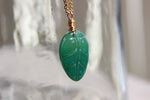 Load image into Gallery viewer, Hand Carved Agate Leaf Brass Necklace - We Love Brass
