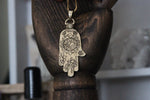 Load image into Gallery viewer, Hand of Fatima Hamsa Necklace - We Love Brass
