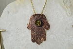 Load image into Gallery viewer, Handmade Hamsa Vintage Glass Necklace - We Love Brass
