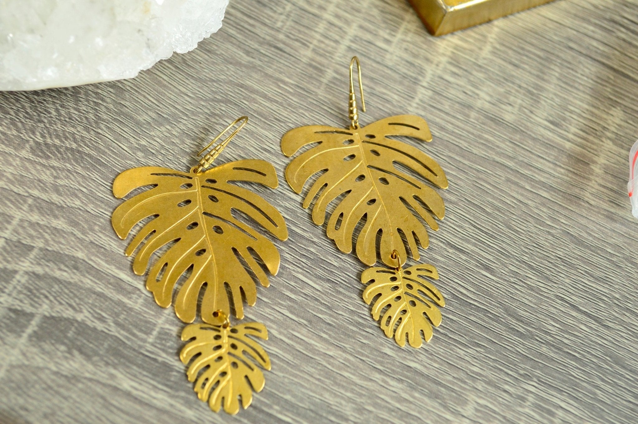 Haus Plants Brass Monstera Earrings - We Love Brass