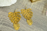 Load image into Gallery viewer, Haus Plants Brass Monstera Earrings - We Love Brass
