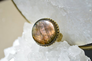 Havest Moon Orange Labradorite Ring - We Love Brass