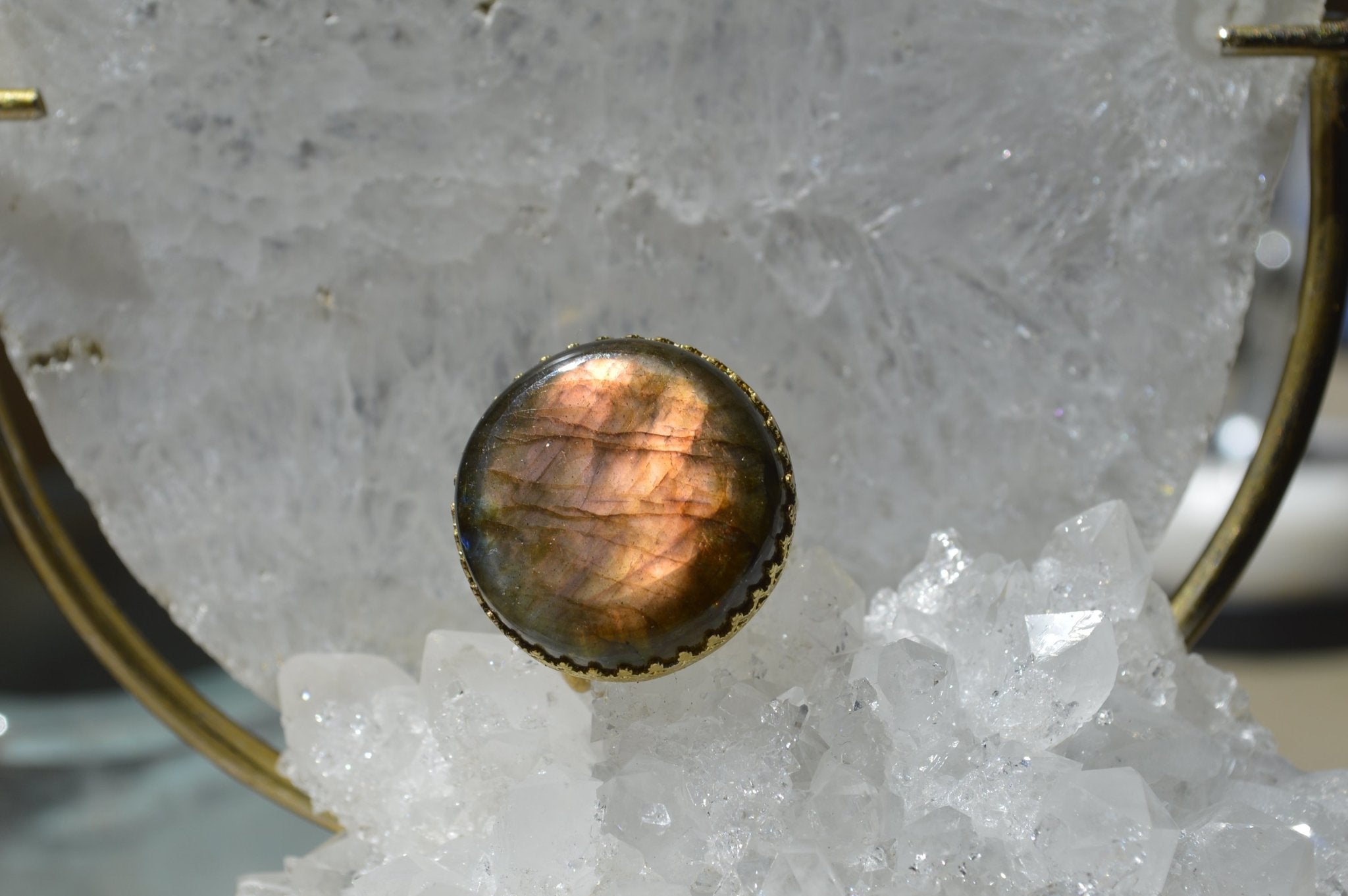 Havest Moon Orange Labradorite Ring - We Love Brass