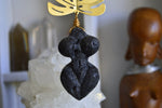 Load image into Gallery viewer, Hawaii Local Goddess (Lavastone and Monstera) Divine Feminine Necklace - We Love Brass
