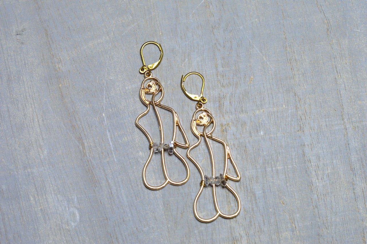 Herkimer Diamond Waist Beads Earrings - We Love Brass