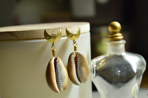 High Tide Cowrie Shell Earrings - We Love Brass