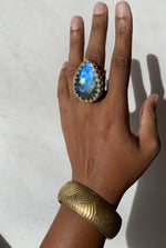 Load image into Gallery viewer, Honeycomb - Brass Labradorite Ring - We Love Brass
