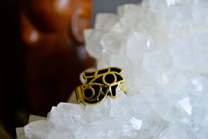Horus - Vintage Egyptian Brass Eye of Mini Horus Ring - We Love Brass