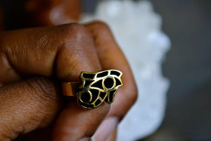 Horus - Vintage Egyptian Brass Eye of Mini Horus Ring - We Love Brass