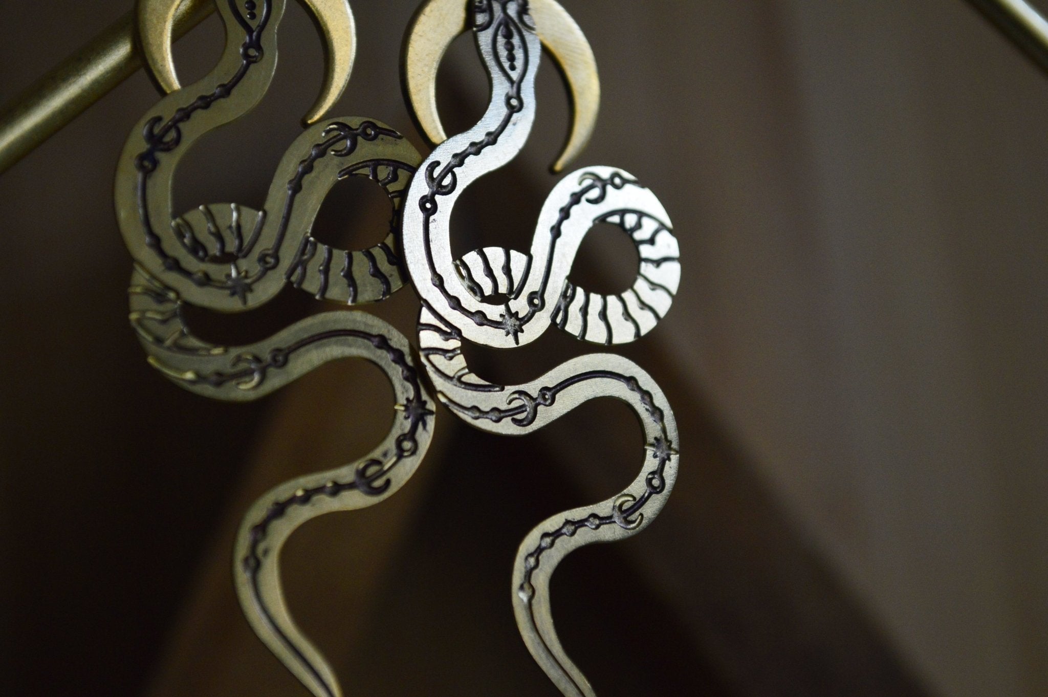 Into the Jungle Brass Serpent Earrings - We Love Brass