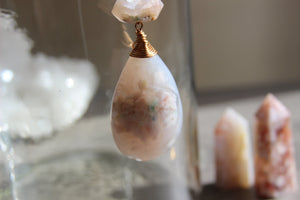 Iris Cherry Blossom Agate Brass Necklace - We Love Brass