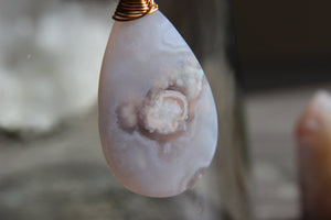 Iris Cherry Blossom Agate Brass Necklace - We Love Brass