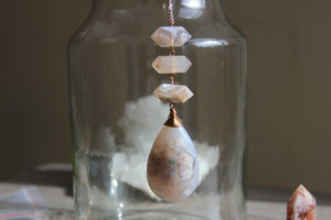 Iris Cherry Blossom Agate Brass Necklace - We Love Brass
