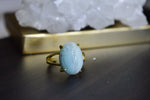 Cargar imagen en el visor de la galería, Khepri - Brass Amazonite Scarab Ring - We Love Brass
