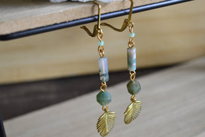 La Palma Moss Agate Beaded Earrings - We Love Brass