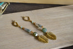 Cargar imagen en el visor de la galería, La Palma Moss Agate Beaded Earrings - We Love Brass
